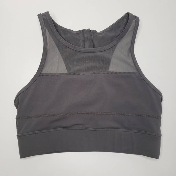 Zyia Active All Star High Neck Sports Bra XS Pewter Grey Mesh‎ Zip Back - Picture 3 of 8
